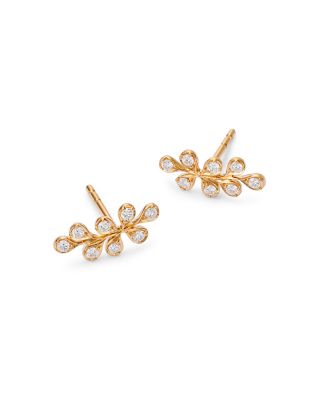 Diamond Leaf Ear Climbers in 14K Yellow Gold, 0.20 tcw 