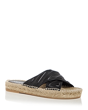 Shop Off-white Women's Diag Lea Crisscross Espadrille Slide Sandals In Black