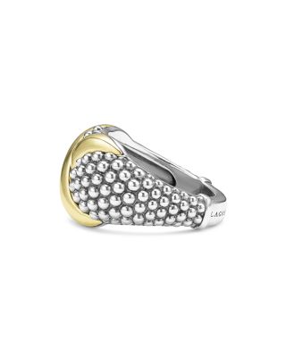 18K Yellow Gold & Sterling Silver Embrace X Dome Caviar Bead Statement Ring