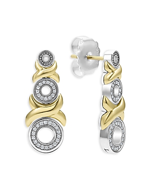 Shop Lagos 18k Yellow Gold & Sterling Silver Embrace Diamond Xo Graduated Drop Earrings In Silver/gold