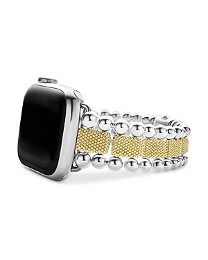 Shop Lagos Caviar 18k Gold & Sterling Silver Beaded Apple Watch Bracelet, 38mm-45mm In Gold/silver