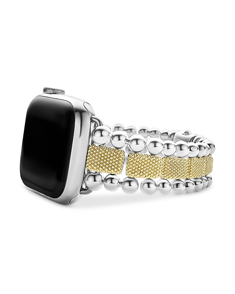 Lagos Caviar 18k Gold & Sterling Silver Beaded Apple Watch Bracelet, 38mm-45mm In Gold/silver