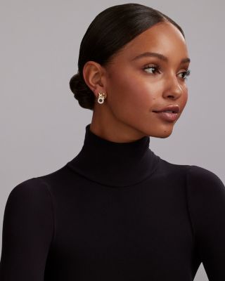 18K Yellow Gold & Sterling Silver Embrace Diamond XO Omega Earrings