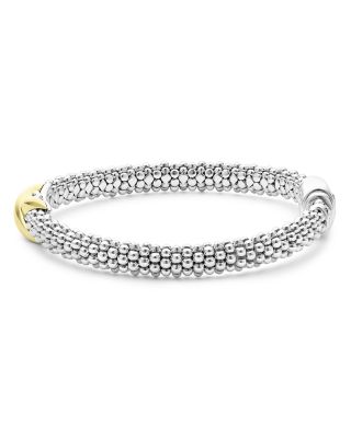 18K Yellow Gold & Sterling Silver Embrace X Caviar Bead Link Bracelet