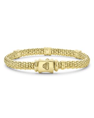 18K Yellow Gold Embrace Diamond  Triple X Caviar Bead Bracelet