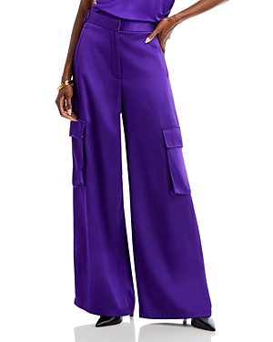 Versace Duchesse Viscose Informal Wide-leg Cargo Pant In Birght Dark Orchid