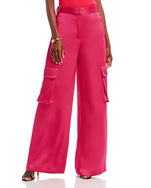 Versace Informal Wide-leg High-rise Satin Trousers In Tropical Pink