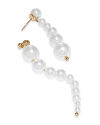 Loreli Imitation Pearl Front to Back Earrings in Gold Tone