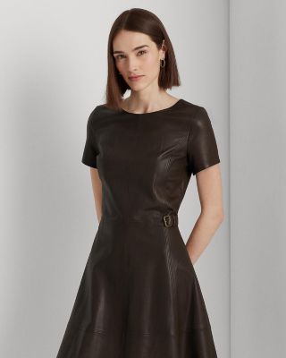 Ralph Lauren Leather Fit and Flare Dress | Bloomingdale's Women