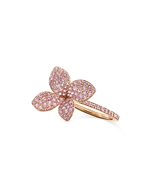Pasquale Bruni 18k Rose Gold Petit Garden Pink Sapphire Pave Flower Statement Ring In Pink/rose Gold