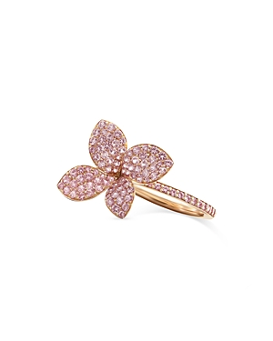 Pasquale Bruni 18K Rose Gold Petit Garden Pink Sapphire Pave Flower Statement Ring Pasquale Bruni 18K Rose Gold Petit Garden Pink Sapphire Pave Flower Statement Ring