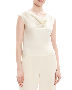 Theory Regal Scoop-neck Wool-blend Top In Rice