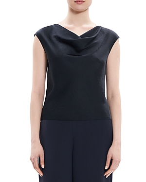 Theory Cowl Neck Top In Deep Navy