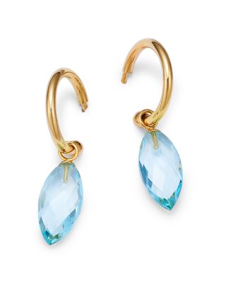 Bloomingdale's Fine Collection Blue Topaz Dangle Hoop Drop Earrings in 14K Yellow Gold
