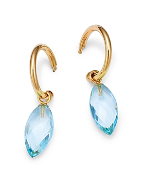 Bloomingdale's Blue Topaz Dangle Hoop Drop Earrings In 14k Yellow Gold In Blue/gold