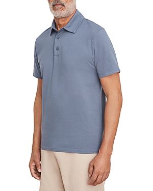 Vince Cotton Knit Polo Shirt In Washed Night