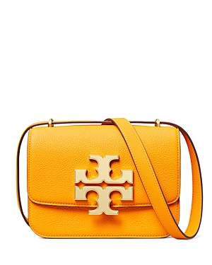 Tory Burch Eleonor Logo Plaque Small Shoulder Bag In Orange Lily/nickel