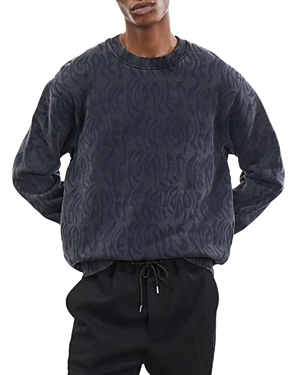 The Kooples Relaxed Fit Printed Long Sleeve Crewneck Sweatshirt In Black Washed