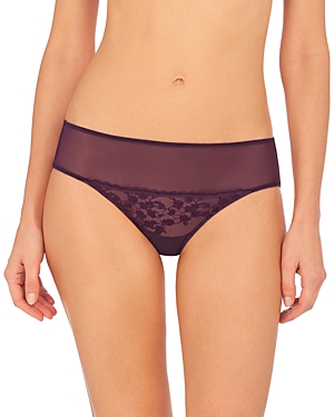 Shop Natori Cherry Blossom Sheer Briefs In Deep Plum