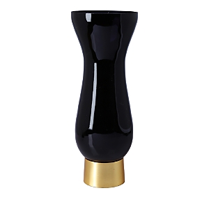 Shop Classic Touch Glass Vase With Gold Tone Base In Black