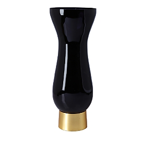 Classic Touch Glass Vase With Gold Tone Base In Black