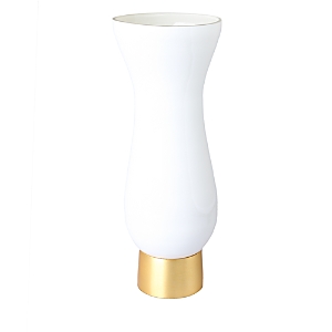 Classic Touch Glass Vase With Gold Tone Base In White