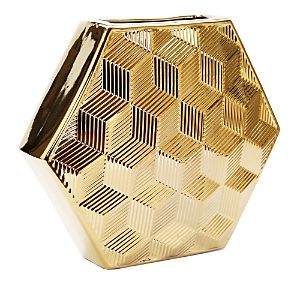 Classic Touch Gold Tone Hexagon Shaped Vase