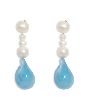 Completedworks Purple Cultured Pearl Drop Earrings In Blue