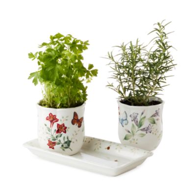 Lenox - Butterfly Meadow Herb Pots & Tray 3-Piece Set