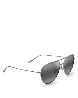 Maui Jim Walaka Silver Aviator Polarized Sunglasses, 57mm In Grey/gray Polarized Gradient