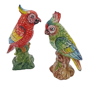 Les Ottomans Ceramic Parrots, Set Of 2