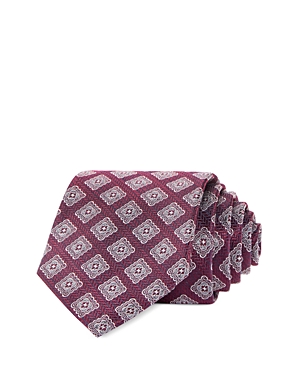 The Men's Store At Bloomingdale's Square Medallion Silk Classic Tie - 100% Exclusive In Burgundy