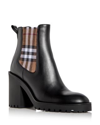 Burberryブラックチェックallostock ブーツ Burberry Women's Allostock Block Heel Chelsea Boots | Bloomingdale's