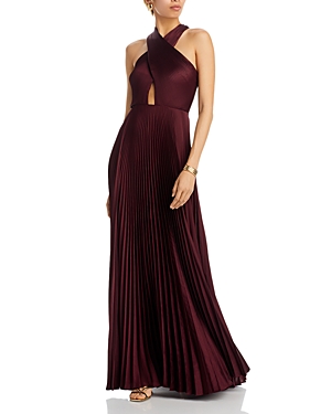 Shop A.l.c Athena Pleated Cutout Gown In Chicory