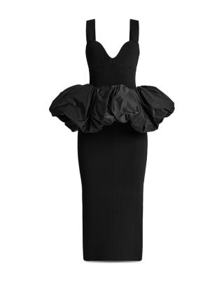 chinese dress ladies Miss Circle Women Pascha Black Lace Appliqué Strapless Peplum Midi Dress main image 0