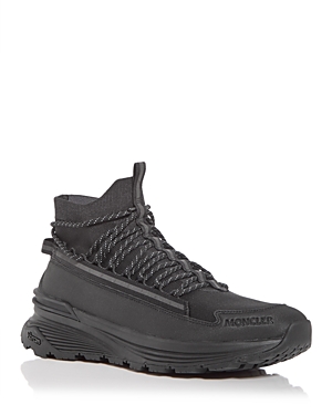 Moncler Men's Monte Runner Knit High Top Sneakers In Black