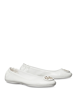 Shop Tory Burch Women's Minnie Double T Travel Leather Ballet Flats In Gardenia