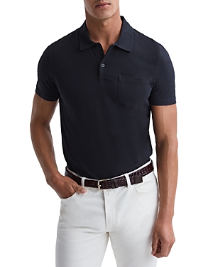 Reiss Mens Blinker Patch-pocket Short-sleeve Stretch-knit Polo Navy Xl In Navy