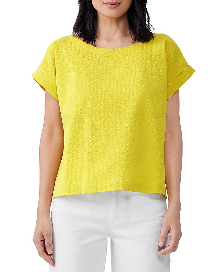 Eileen Fisher Organic Cotton Boat Neck Top | Bloomingdale's