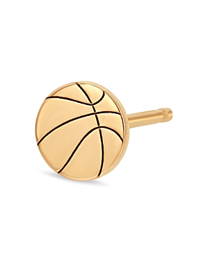 Zoe Chicco 14k Yellow Gold Itty Bitty Single Basketball Stud Earring