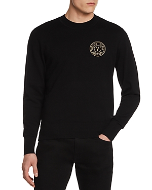 Shop Versace Jeans Couture Cotton & Cashmere Crewneck Sweater In Black