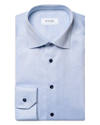 Contemporary Fit Twill Shirt with Contrast Buttons