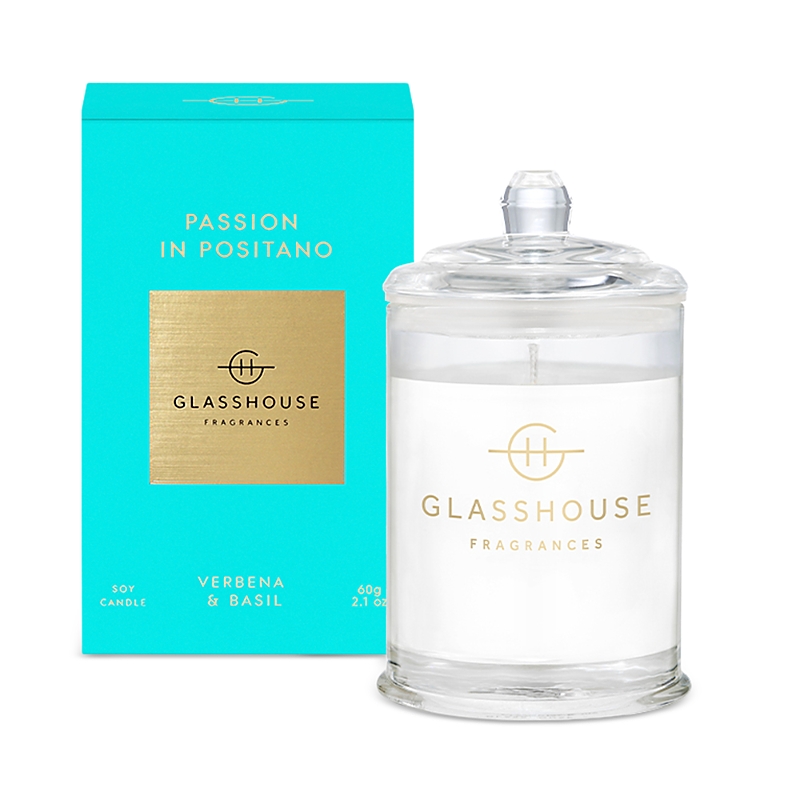 Glasshouse Fragrances Passion In Positano Verbena & Basil Candle, 2.1 Oz. In Clear