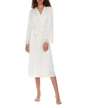 Shop Flora Nikrooz Showstopper Satin Wrap Robe In Ivory