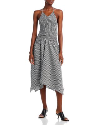 Proenza Schouler White Label Gingham Seersucker Smocked Midi Dress