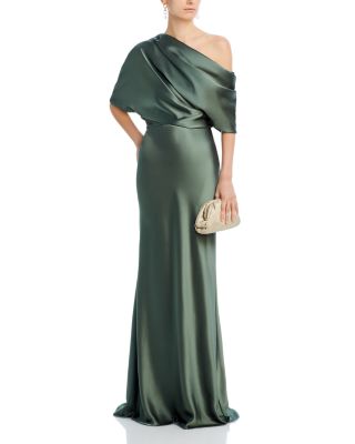 Draped Satin One Shoulder Dress