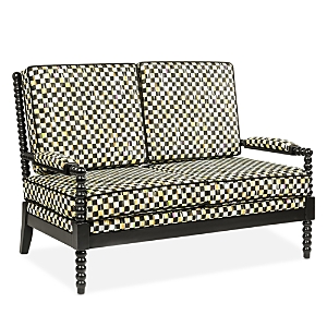Mackenzie-childs Spindle Check Outdoor Settee In Multi