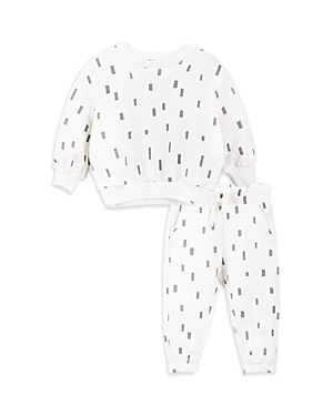 Shop Miles The Label Girls' Printed Long Sleeved Sweatshirt & Pants Set - Baby In Off White