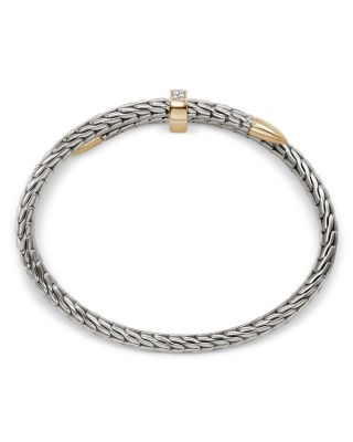 14K Yellow Gold & Sterling Silver Diamond Spear Flex Cuff