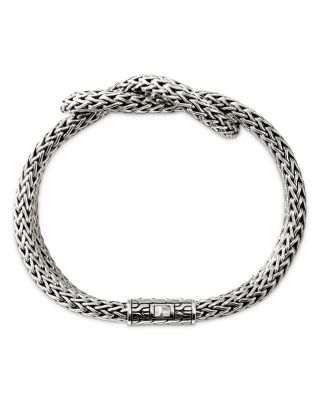 Sterling Silver Classic Chain Love Knot Woven Link Bracelet